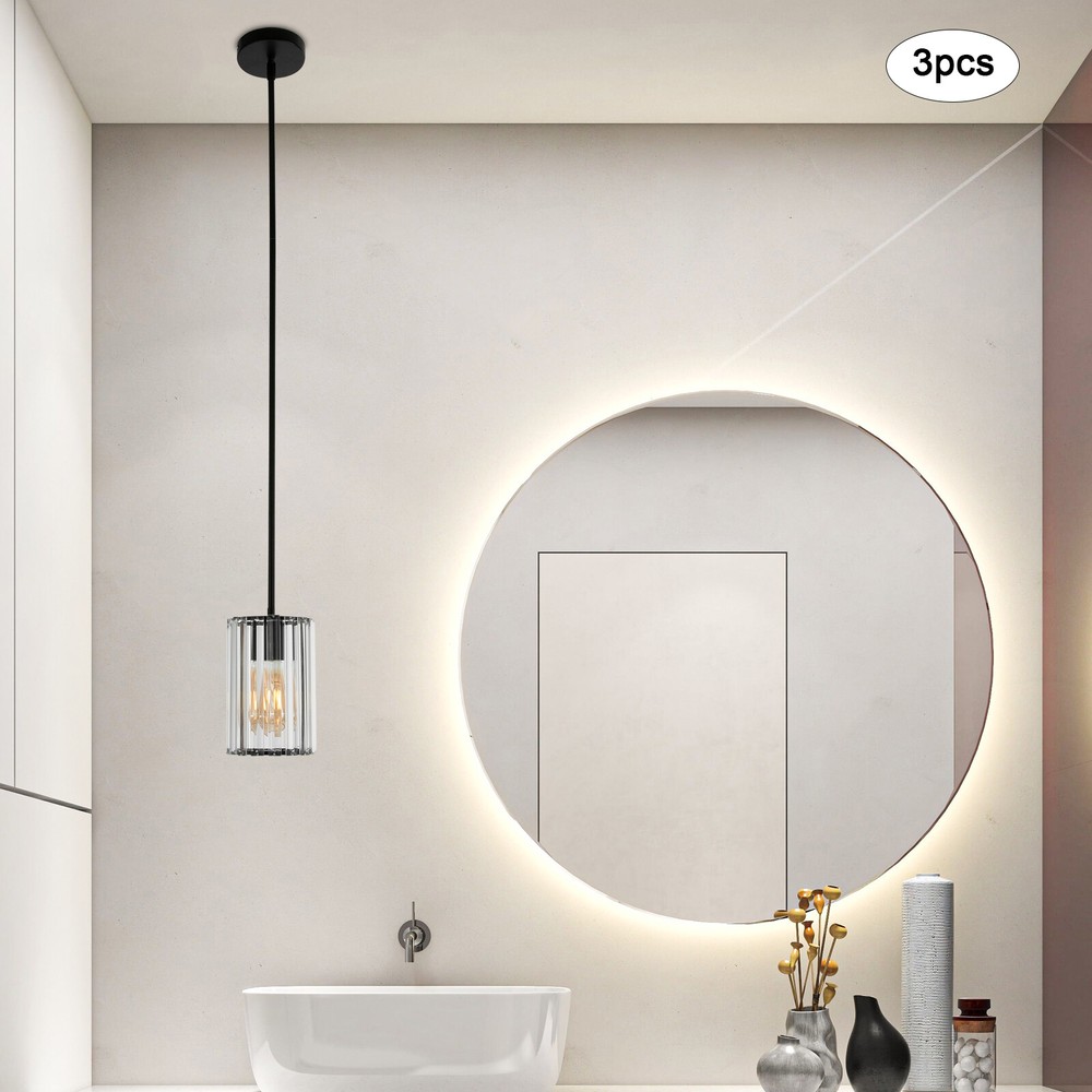3 Modern Crystal Column Chandelier Ceiling Light Fixture