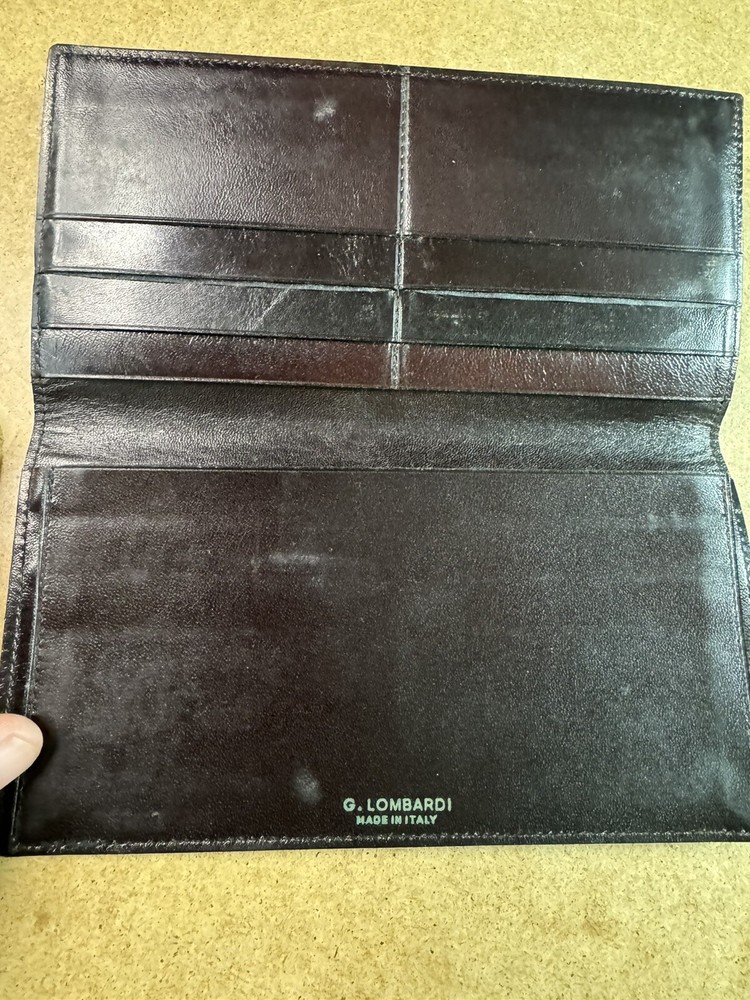 Vintage G. Lombardi Italian Leather Checkbook Wallet Brown Made in Italy 7,5”