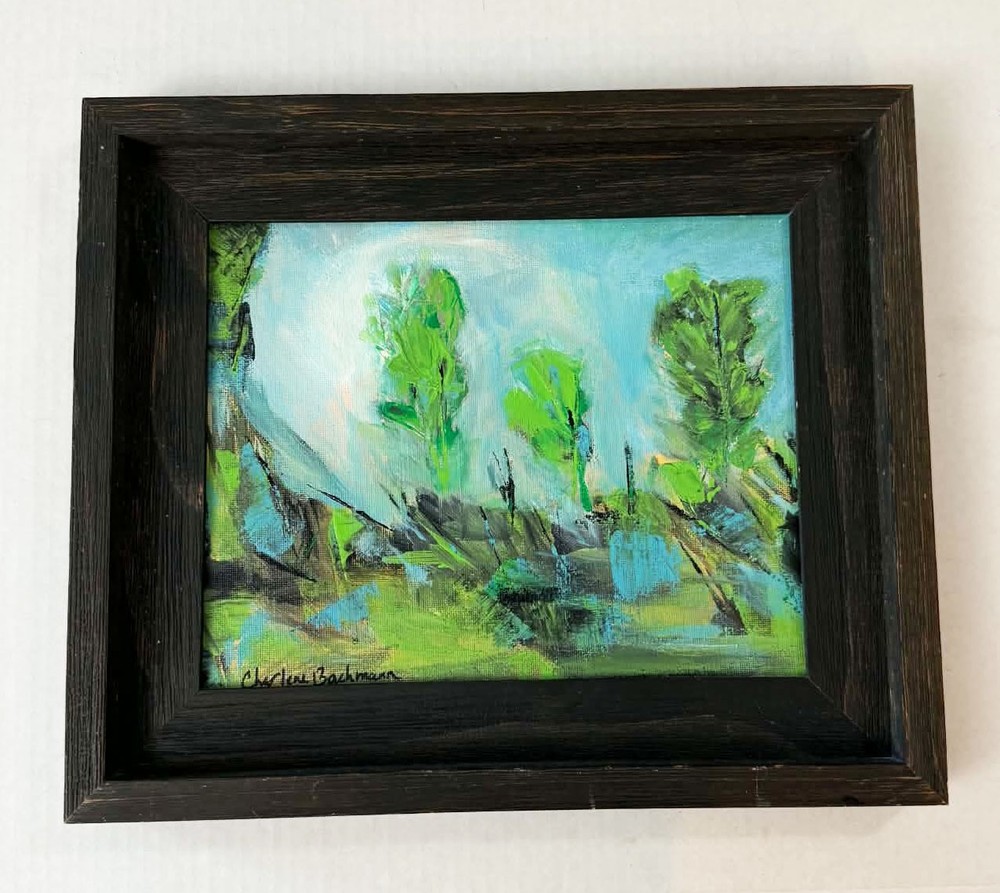 Original Framed Painting Signed Abstract Landscape Botanical Impressionism ART