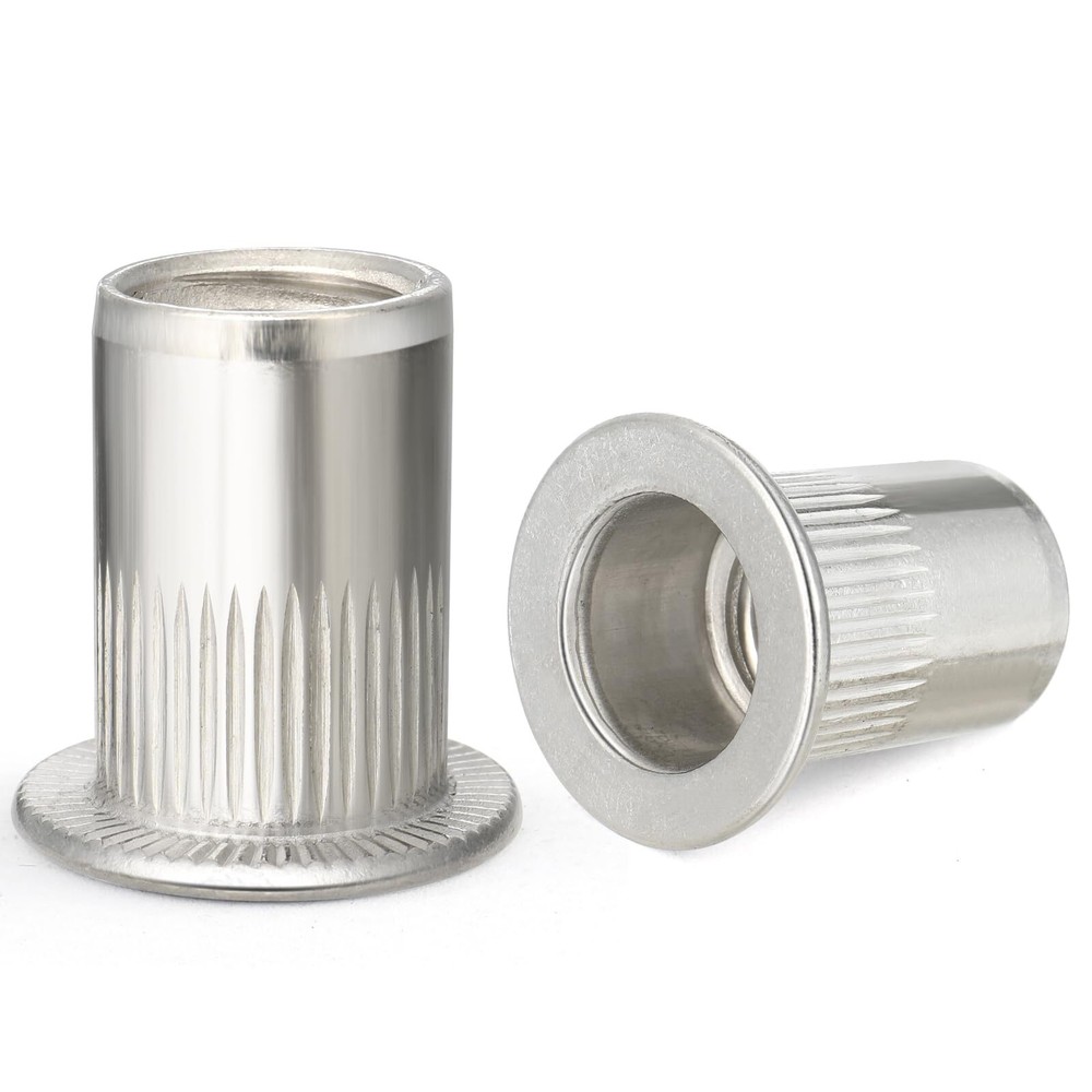 100Pcs M6 Rivet Nut 304 Stainless Steel Rivnut Threaded Insert Nut, Knurled B...