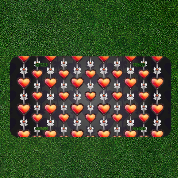 Custom Personalized Car License Plate With Love Heart Background
