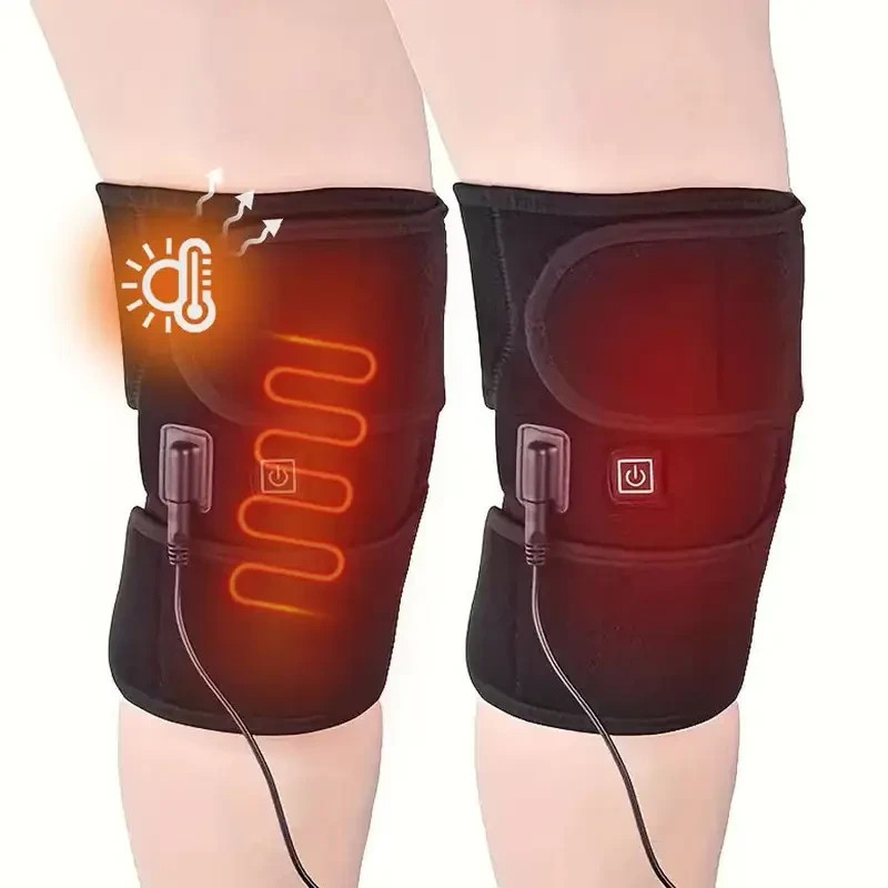 USB Dual Knee Heating Massager Wrap with 3-Level Warmth and Adjustable Support