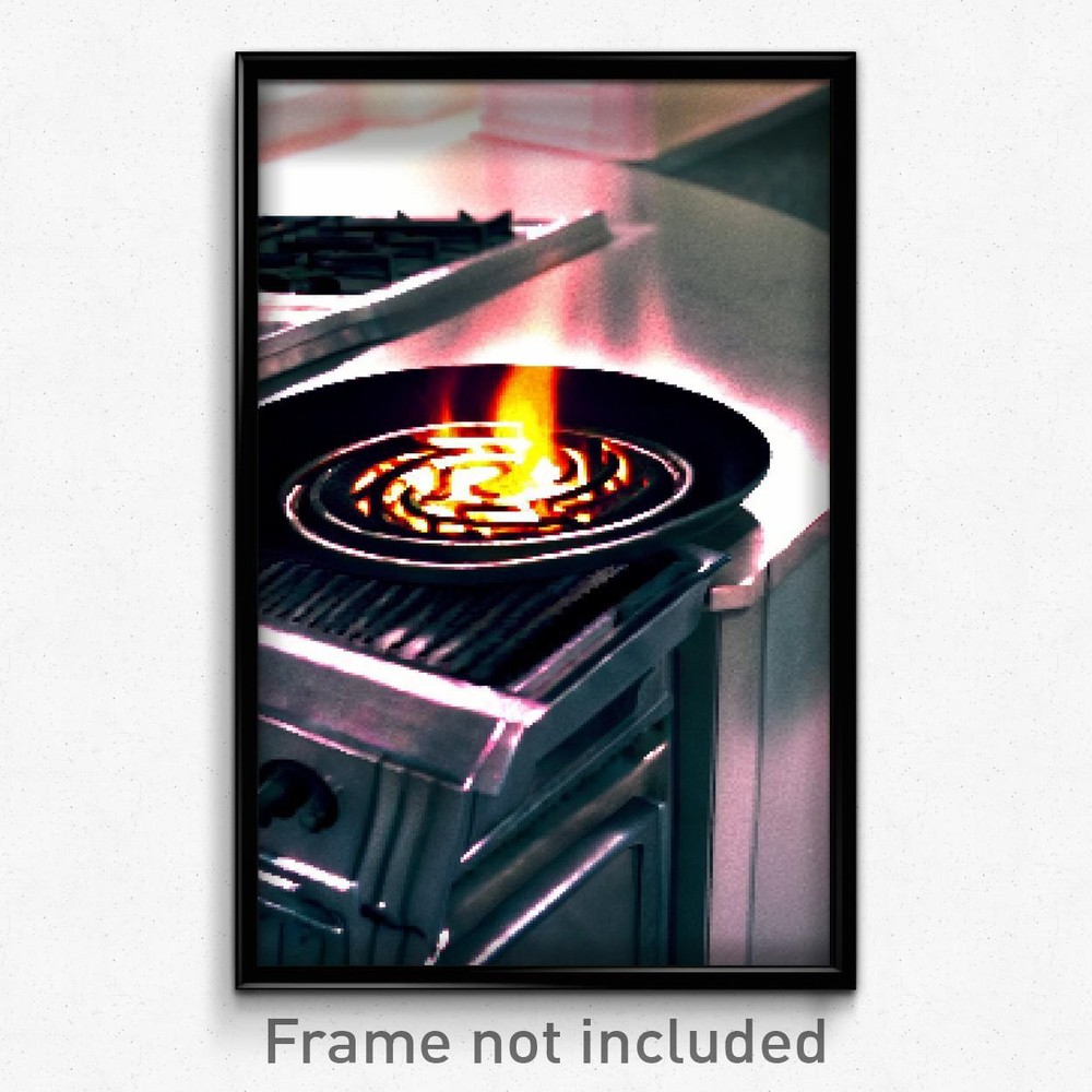 8 Bit Psychedelic Pixel Art Poster of Swirly Stove Trippy Video Game Print