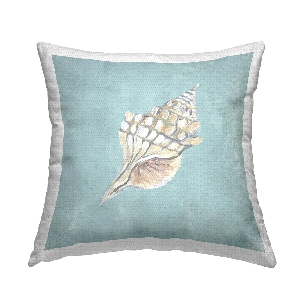 Abstract Conch Design Blue Outdoor Throw Pillow 18x18 Inches-image