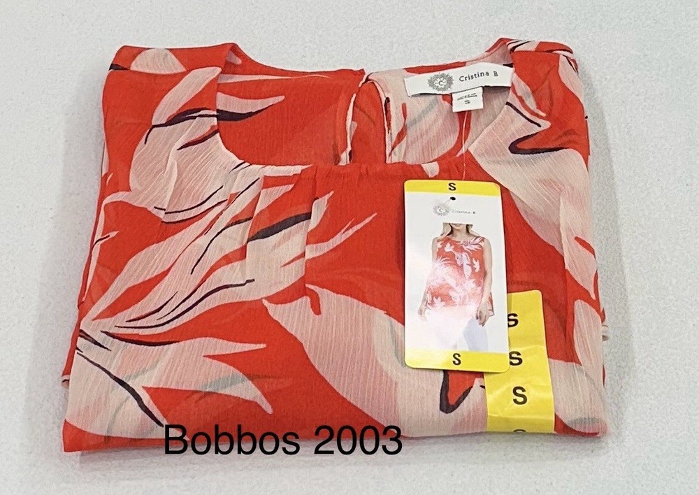 Cristina B Women's Crew Neck Sleeveless Top, Cherry Tomato, Size S