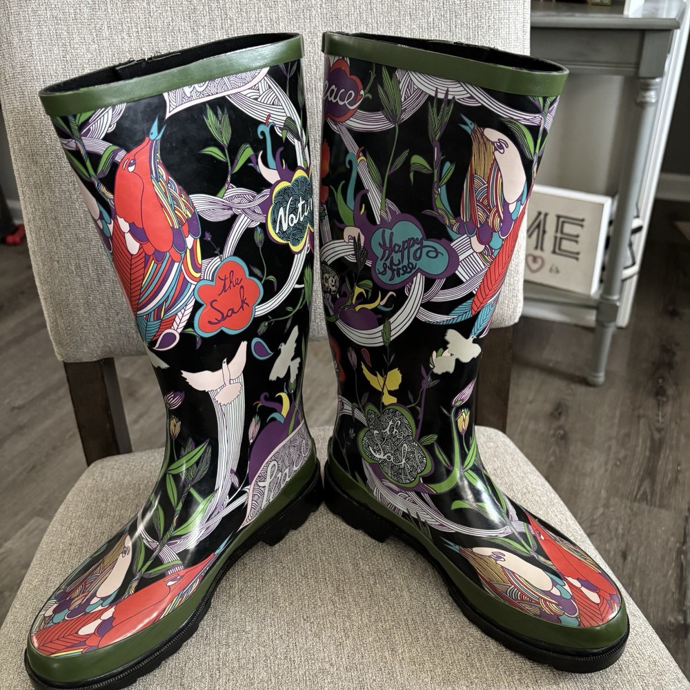 The Sak Women’s Waterproof Floral Rain Boots Size 6 Hippie Style