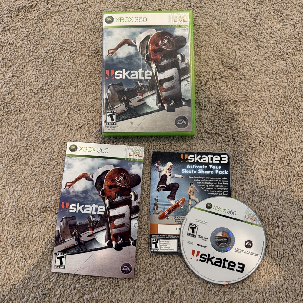 Skate 3 (Xbox 360, 2010) Complete w/ Manual & Insert TESTED VGC Disc, Fast Ship