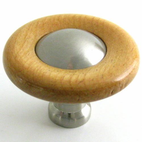Betsy Fields Cabinet Knob Drawer Pull, Satin Nickel and Beech Wood PBF820Y-MPB