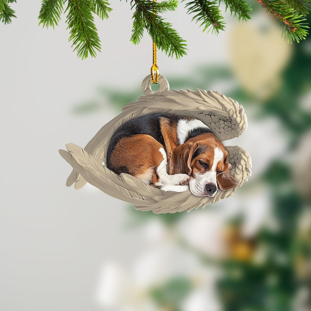 Beagle Dog Sleeping Angel Wings Car Ornament  Beagle Dog Christmas Ornament Gift