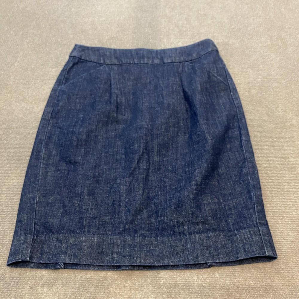 J Crew Skirt Womens 6 Blue Denim Stretch Y2K Pockets Casual Classic Workwear
