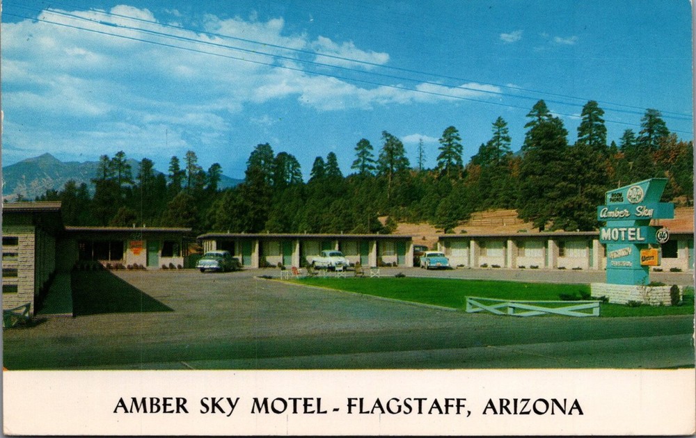 Amber Sky Motel Flagstaff Arizona Route 66 Vintage Chrome Postcard