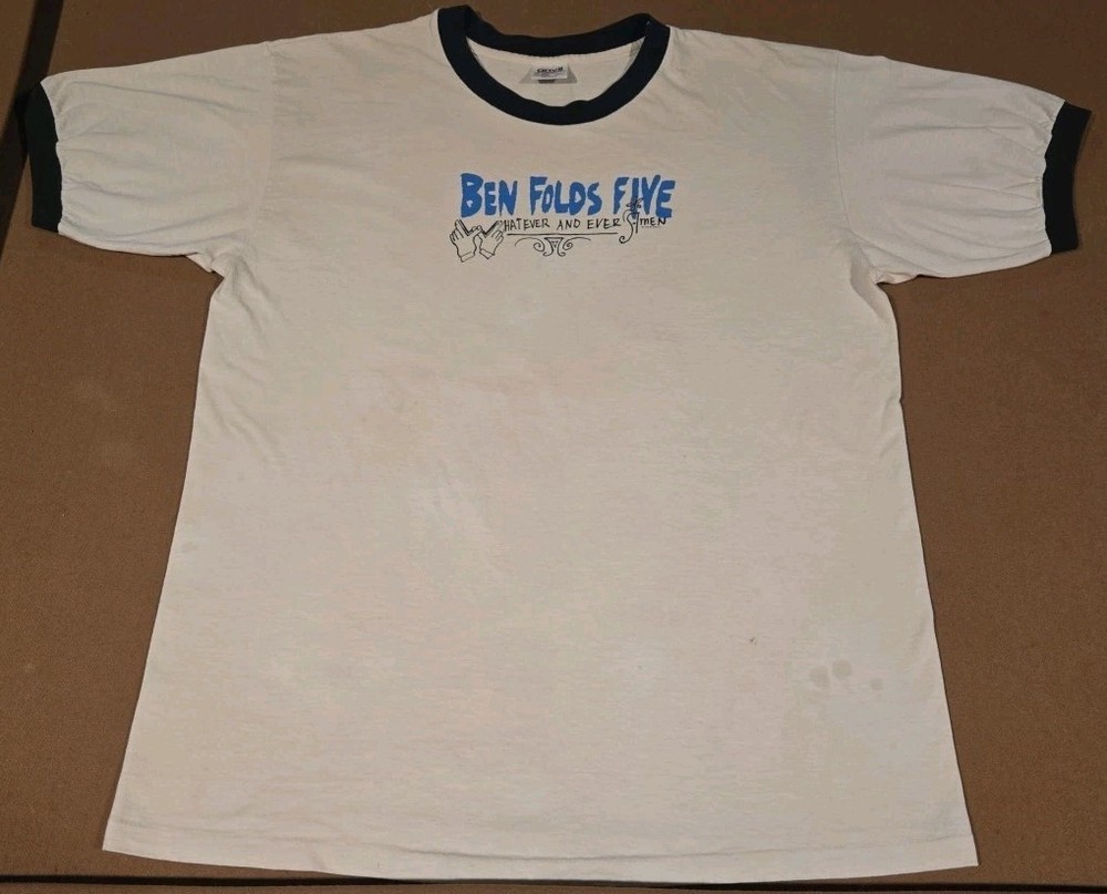 Vintage BEN FOLDS FIVE Whatever And Ever Amen Size XL White Anvil Ringer T-Shirt