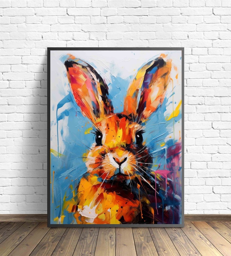 Rabbit Art Print Posters Animal Abstracts Wall Art Painting Decoration Gifts
