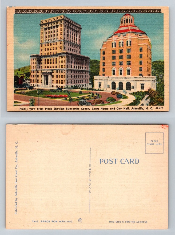 Asheville, NC-North Carolina Buncombe Court House and City Hall Vintage Postcard