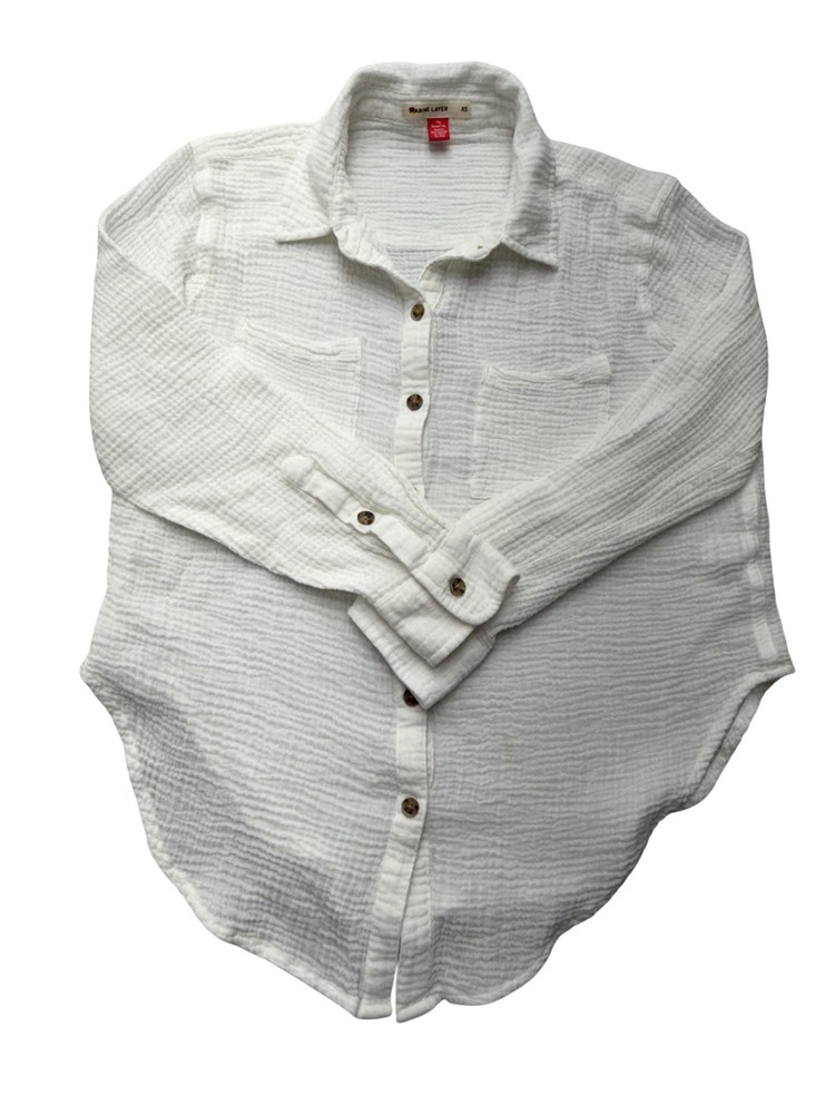 Marine Layer Shirt Womens XS White Gauze Button Up Long Sleeve Lightweight Top