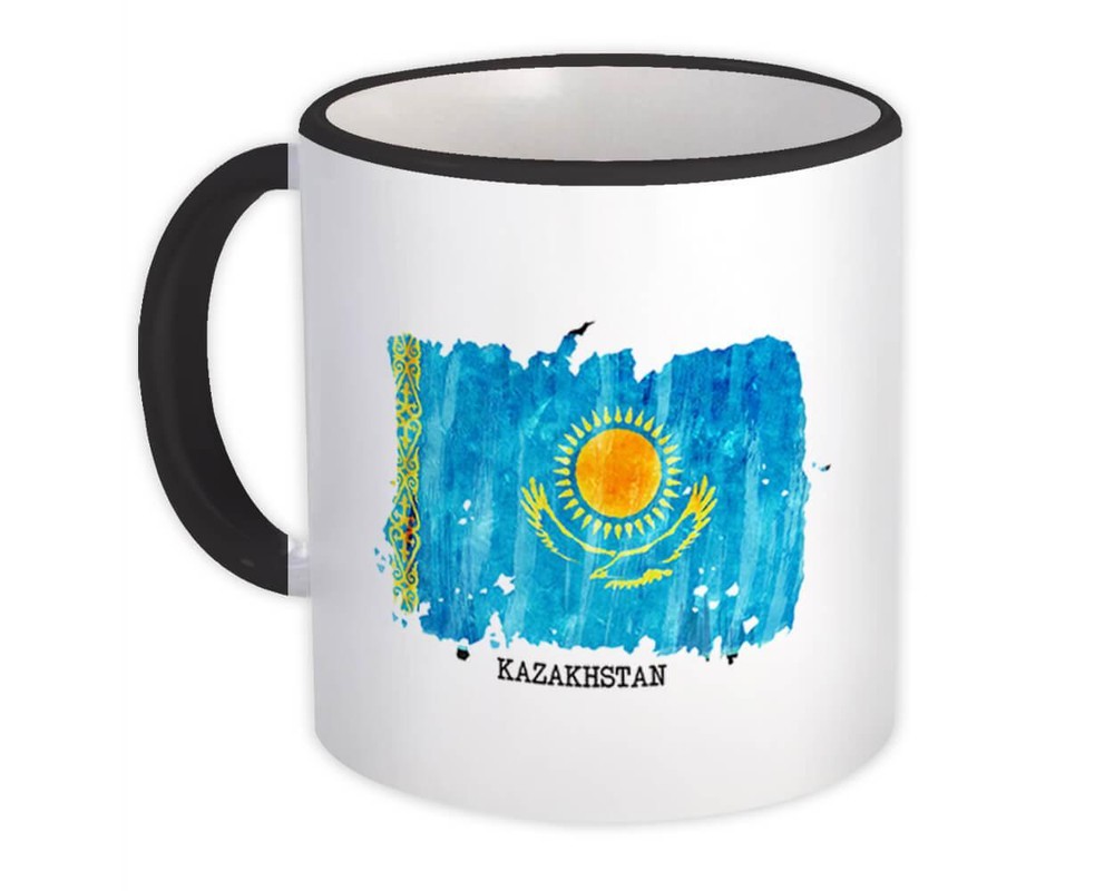 Kazakhstan Flag Watercolor Gift Mug for Travelers and Expats
