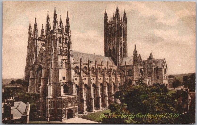 Vintage 1910s CANTERBURY CATHEDRAL, England UK Postcard -Bird's-Eye View -UNUSED