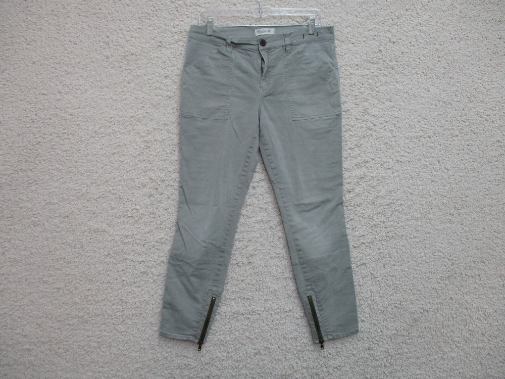 Madewell Womens Gray Chino Ankle Zip Pants Size 31 Mid Rise Modern Fit Twill
