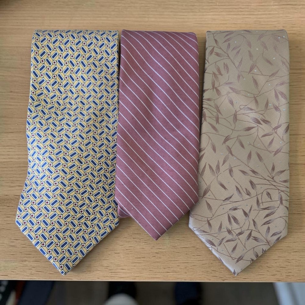 Lot of 3 Mens Silk Neck Ties Calvin Klein Claybrooke Robert Stewart Vintage...