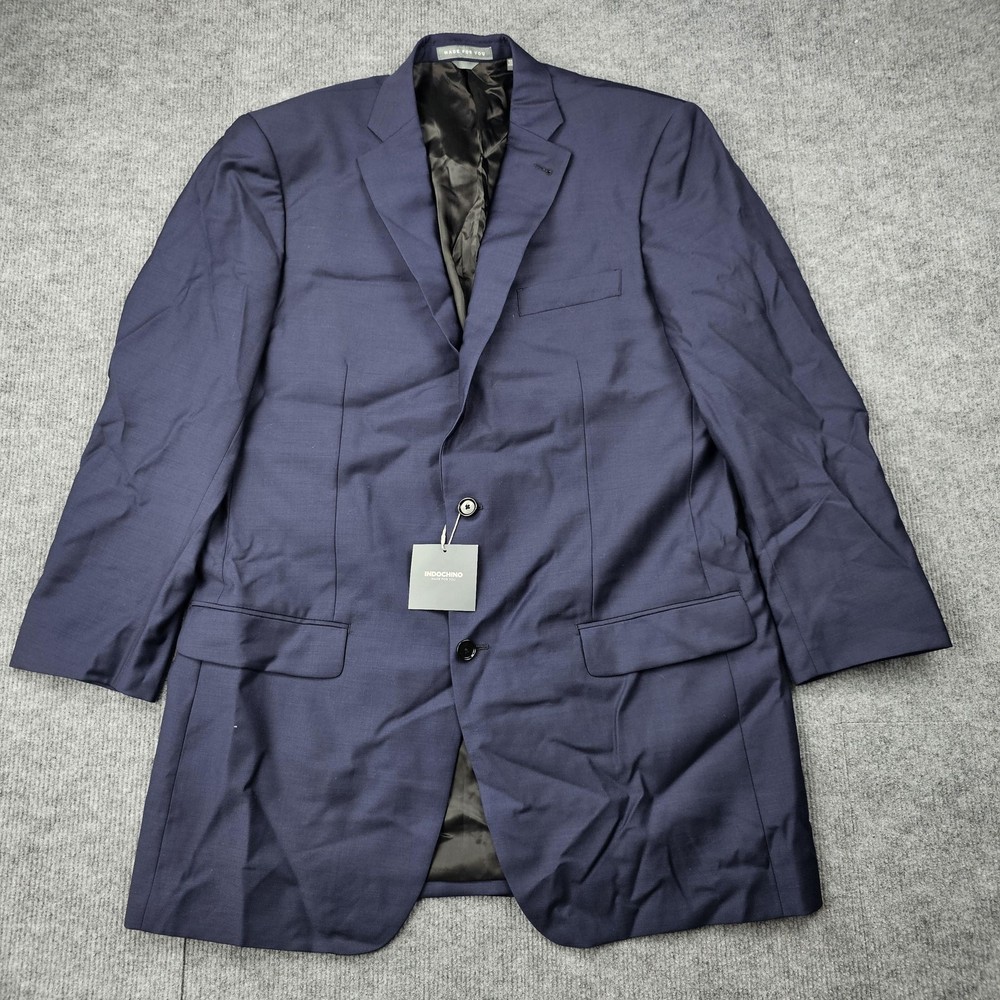 Indochino Blazer Mens 42 Blue Wool Newbury Two Button Jacket Coat Classic Career