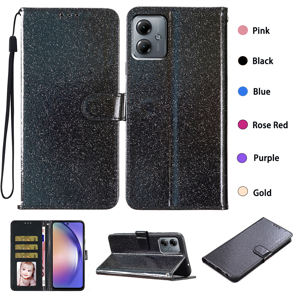 Glitter Magnetic Case For MOTO G73 G50 E32 Flexible Leather Wallet Phone Cover