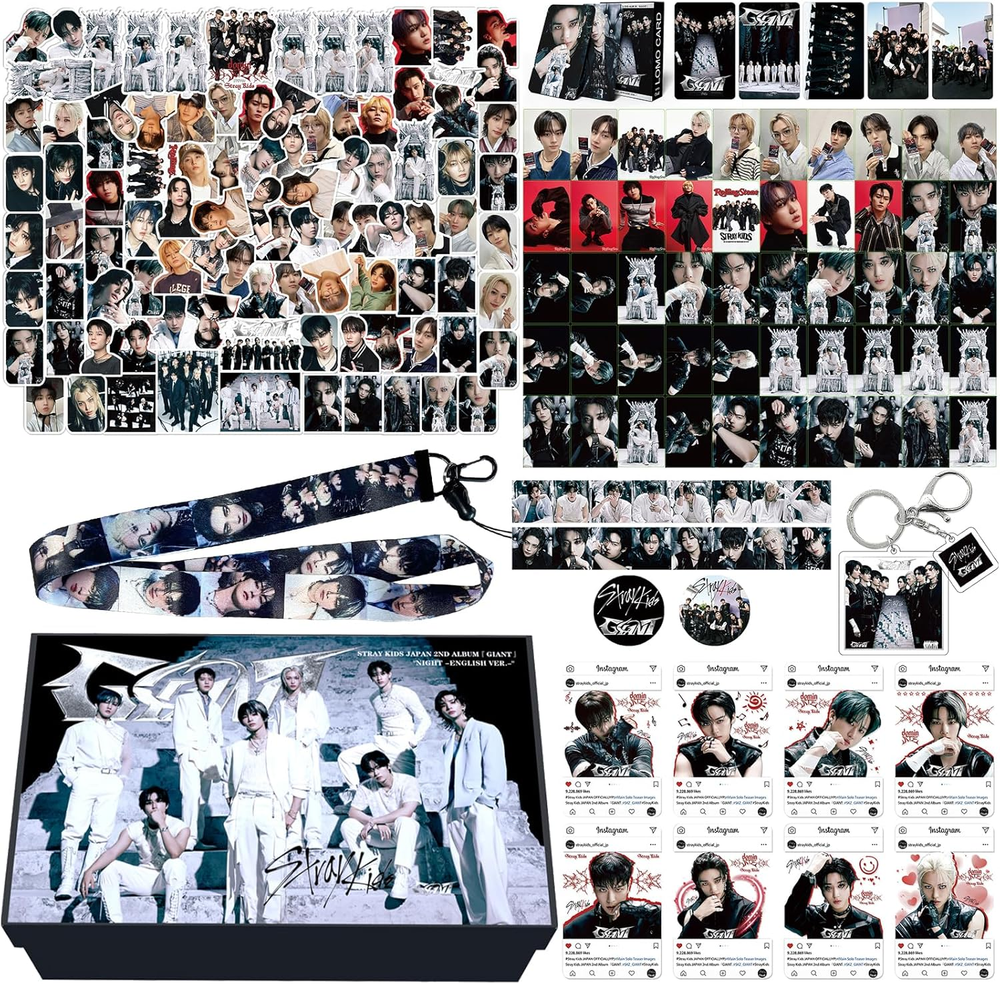 Stray Kids Giant Album Gift Box 55 PCS Photocards Set Kpop Cards Lanyards Girls