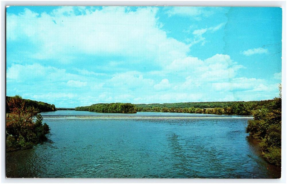 View From Bridge Crossing Rock River Route 64 Oregon Illinois Postcard