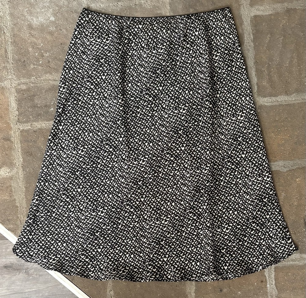 VTG Amanda Smith Pure Silk Abstract Print Midi Skirt Women Size L Retro Officce