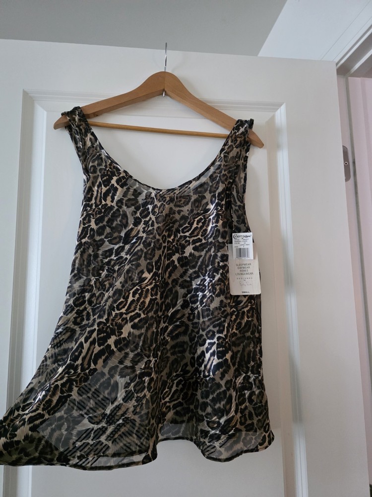 Vintage Y2K Sheer Sleeveless Top NWT Leopard City Chic Boho Grunge Deadstock