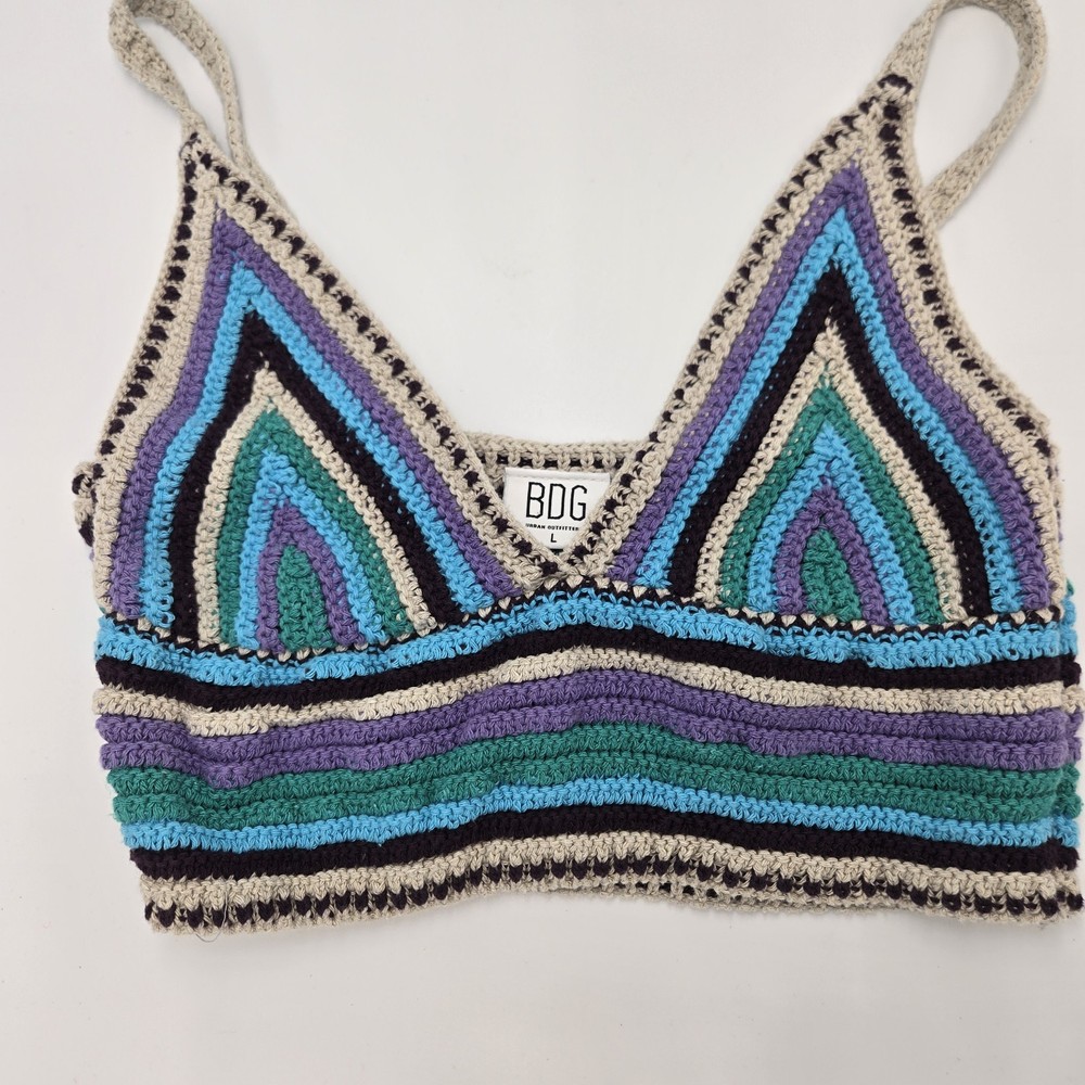 UO Urban Outfitters Crochet Knitted Top Multicolored Size Large BDG Boho