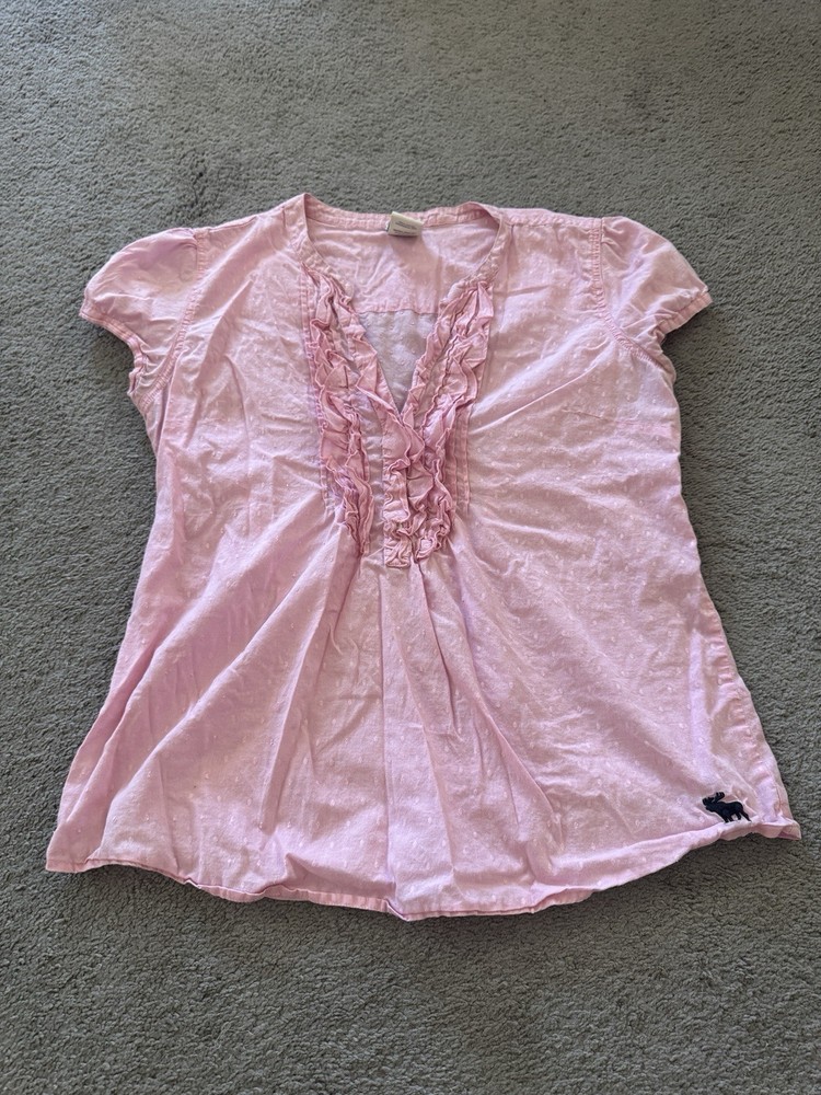 Abercrombie & Fitch Women's Pink Short Sleeve Babydoll Top Size L