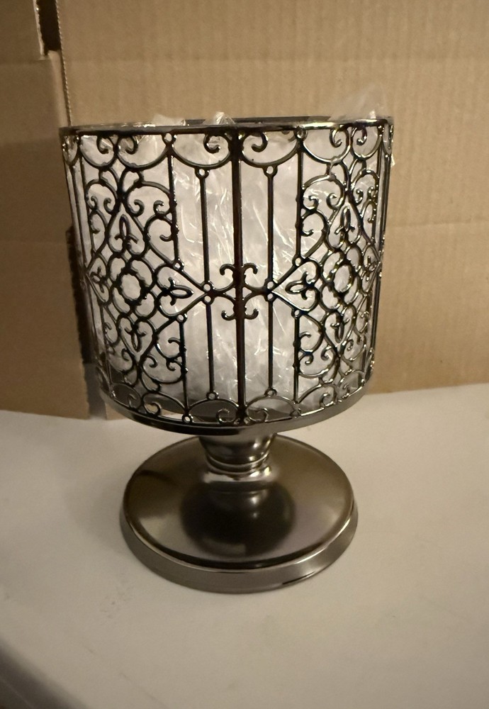 Bath & Body Works Ornate Gate Pedestal 3 Wick Candle Holder Sleeve
