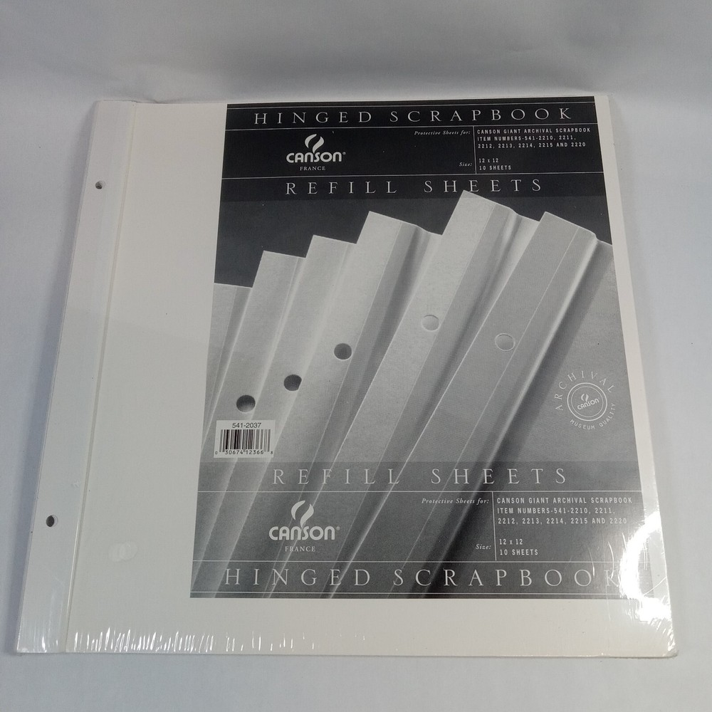 Canson Scrapbook Album Refill Sheets Archival Acid Free Post Hinged White 12x12-image