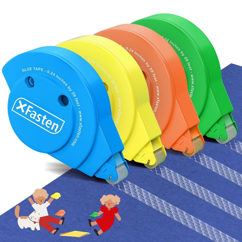 Glue Tape for Scrapbooking, 6mm x 59ft (2X Longer Than Average Rollers), 4-Pa...