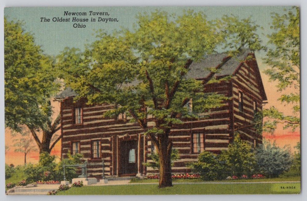 Dayton, Ohio Newcom Tavern (Oldest House), Curteich Art-Colortone Linen, 1930s