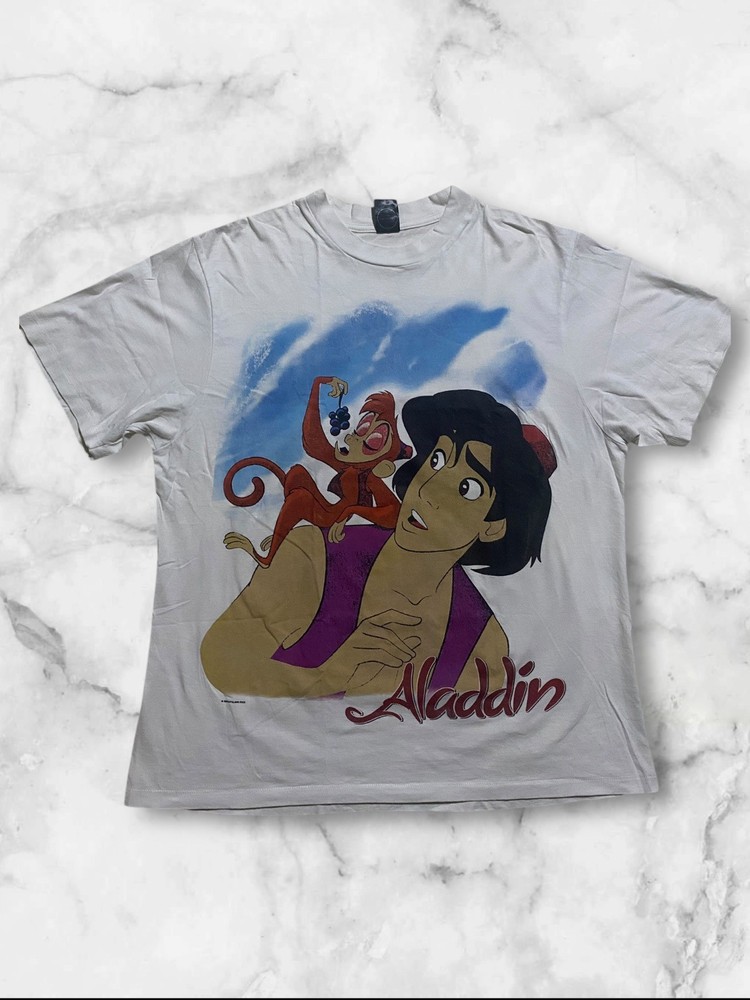 Rare DISNEY ALADDIN ABU Jasmine  ALL OVER PRINT T-SHIRT DOuble sided Graphic
