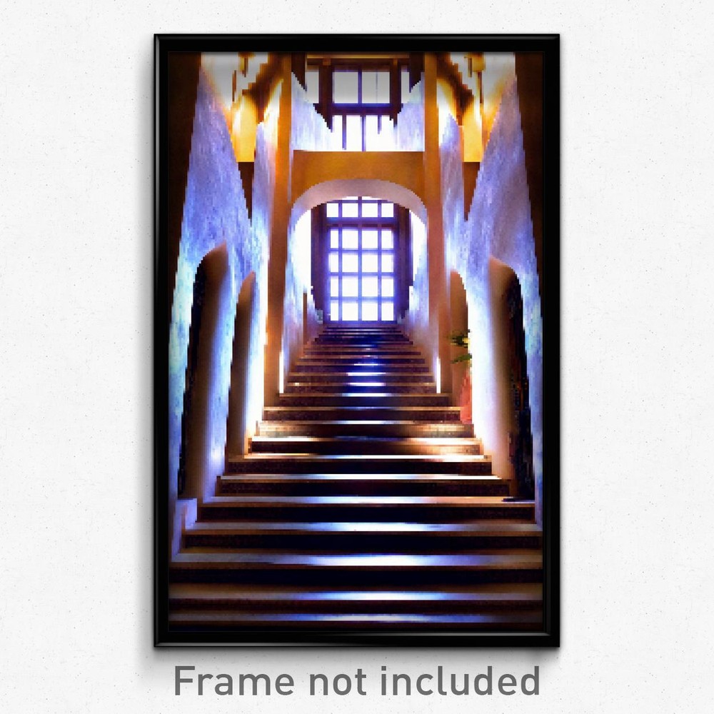 8-Bit Psychedelic Pixel Art Poster - Magnificent Stair Trippy Gamer Print
