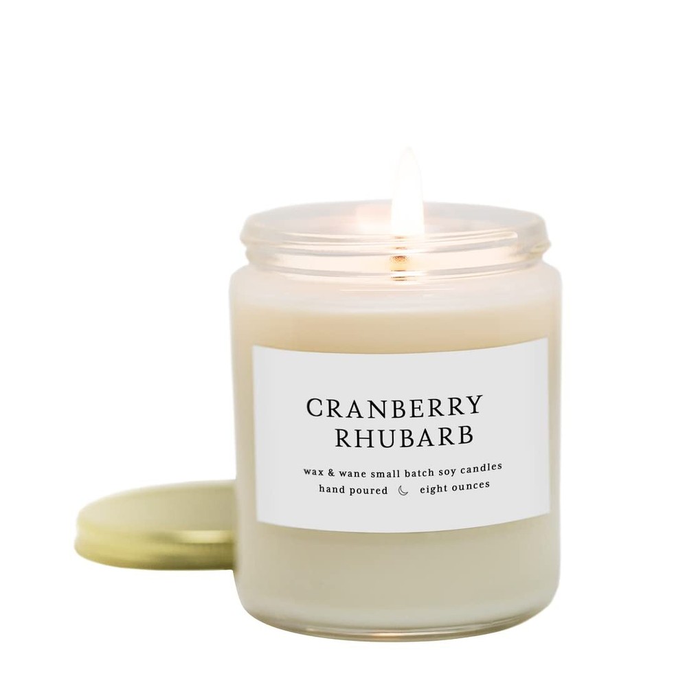Wax & Wane Cranberry + Rhubarb Fall Berry Modern Candle- 8 Oz Scented Candle ...