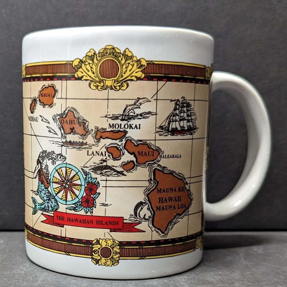Hawaiian Island Coffee Mug - slightly used - 3 5/8 inches tall