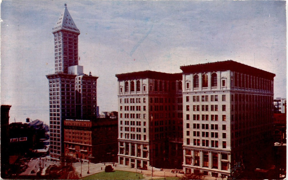 SMITH TOWER, COURT HOUSE, CITY HALL, SEATTLE, WASHINGTON, downtown Postcard