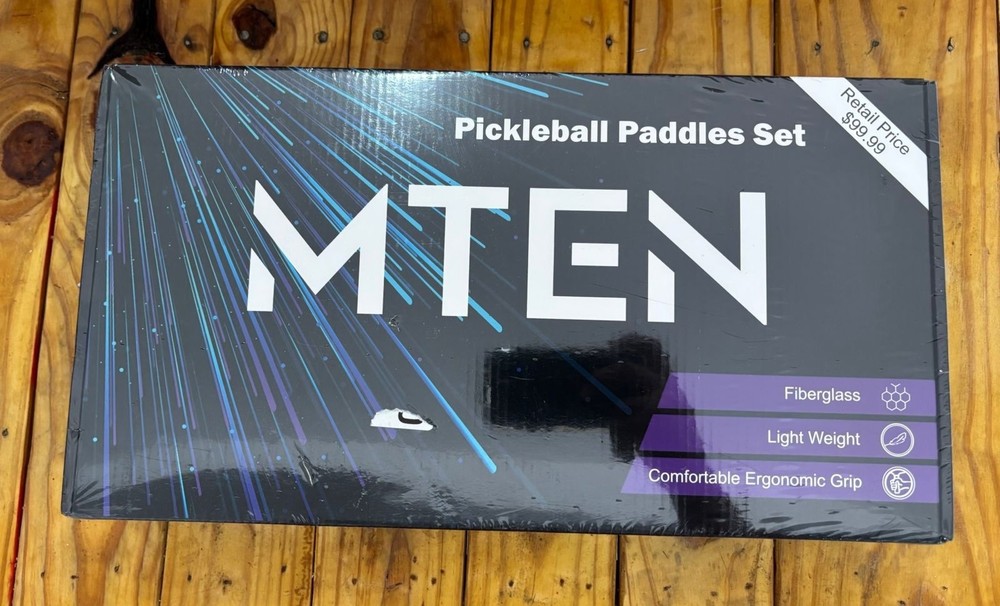 MTEN Fiberglass Pickleball Set with 2 Paddles 4 Balls and Bag