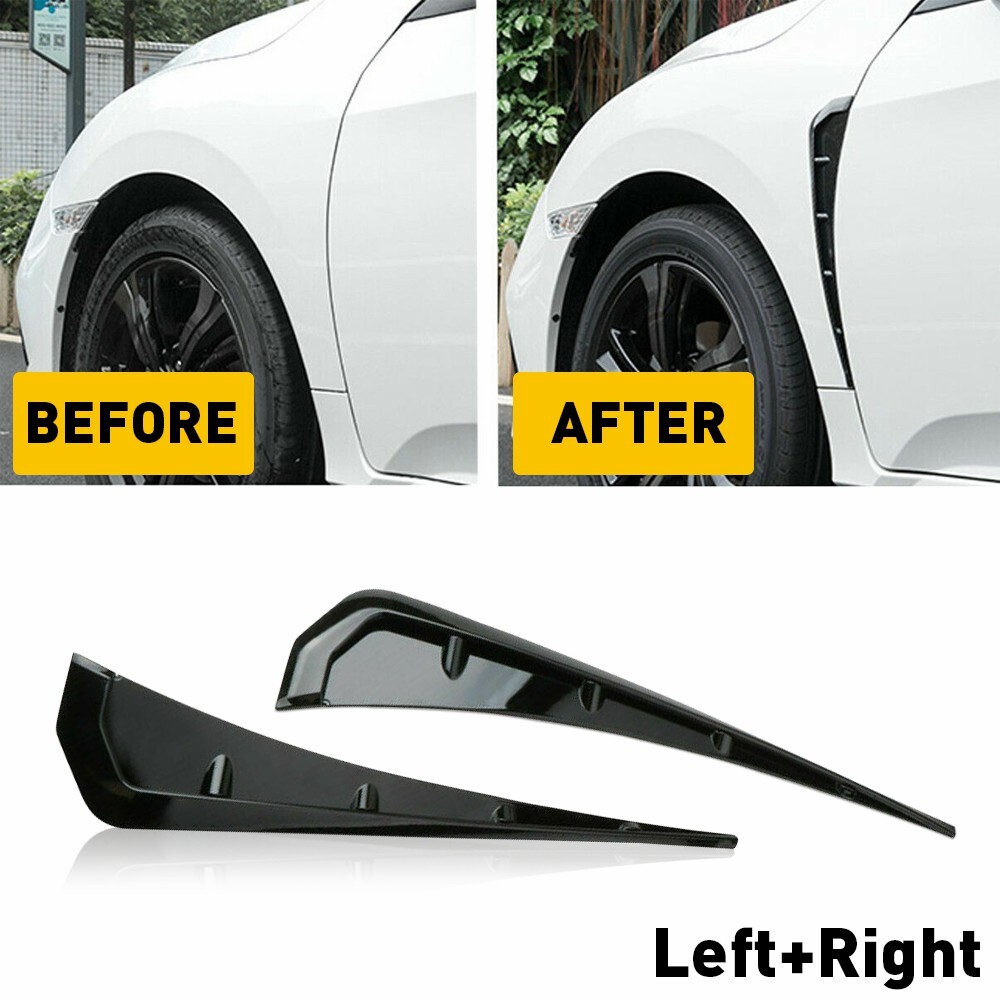 Car Fender Blade Side Shark Gills Vent Cover Gloss Black Trim Auto Universal