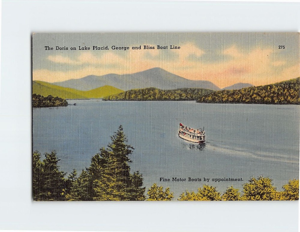 Postcard Doris Lake Placid George and Bliss Boat Line New York USA North America
