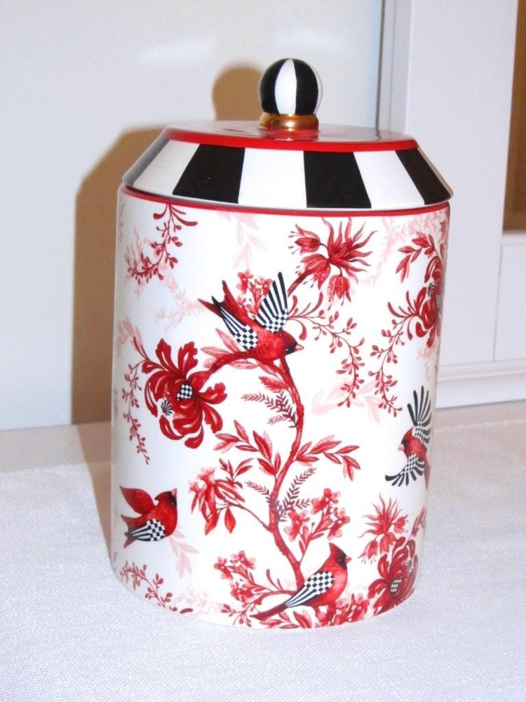 MacKenzie-Childs Cardinal Toile Ceramic Canister