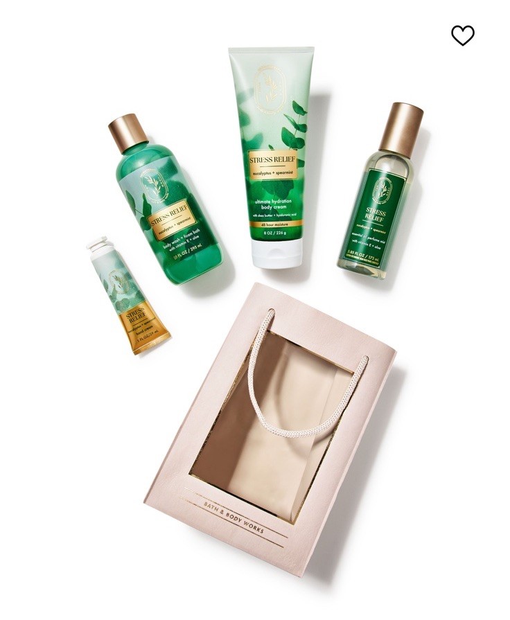 Bath & Body Works Stress Relief Bath Set Body Cream Lotion Spray Gift Bag