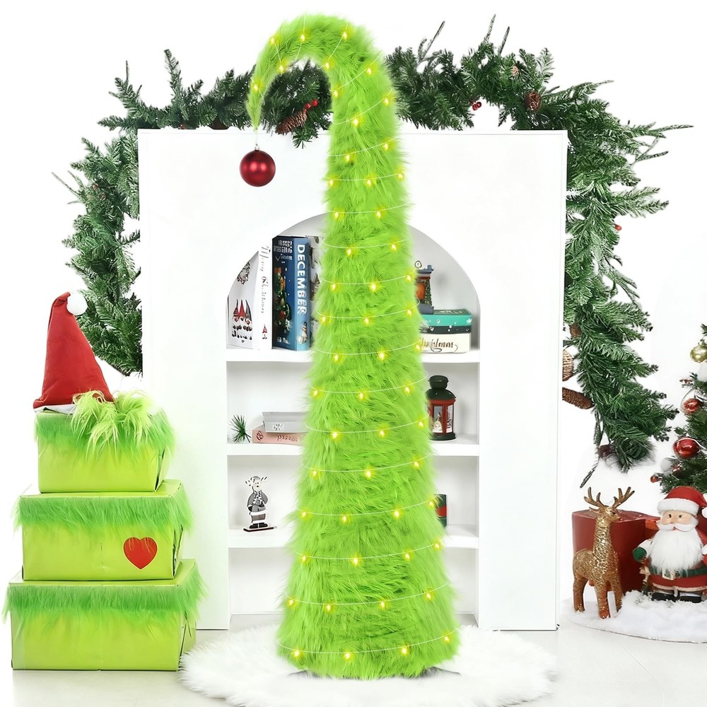 5FT Christmas Tree Artificial Soft Whimsical Lime Green Bendable Fuzzy Christ...