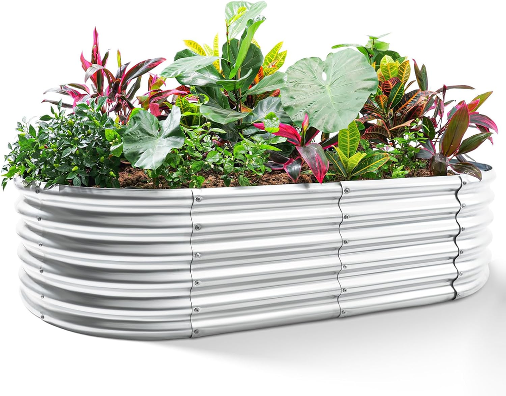 8x4x1.5ft Galvanized Steel Raised Garden Bed Kit for Outdoor Planting