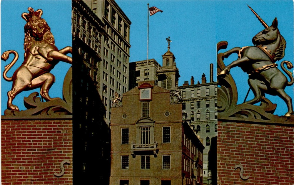 OLD STATE HOUSE, BOSTON, MASS, Boston Massacre, Washington Street, Postcard