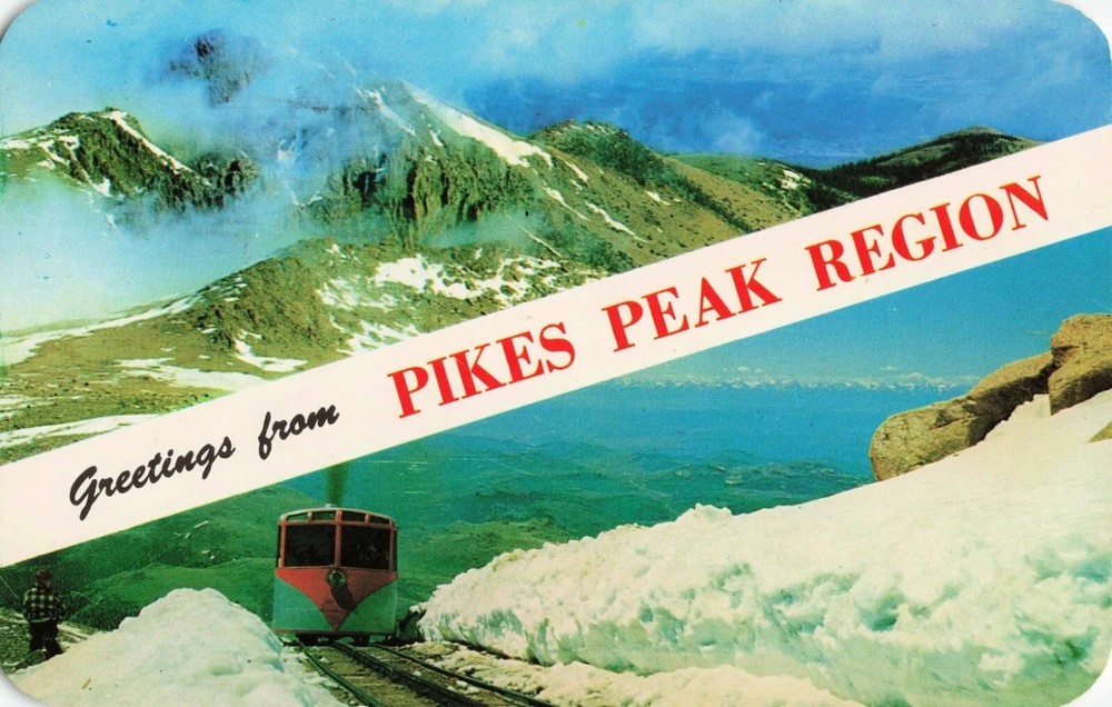 Pikes Peak Mountain - Cog Railway - Colorado CO - Postcard