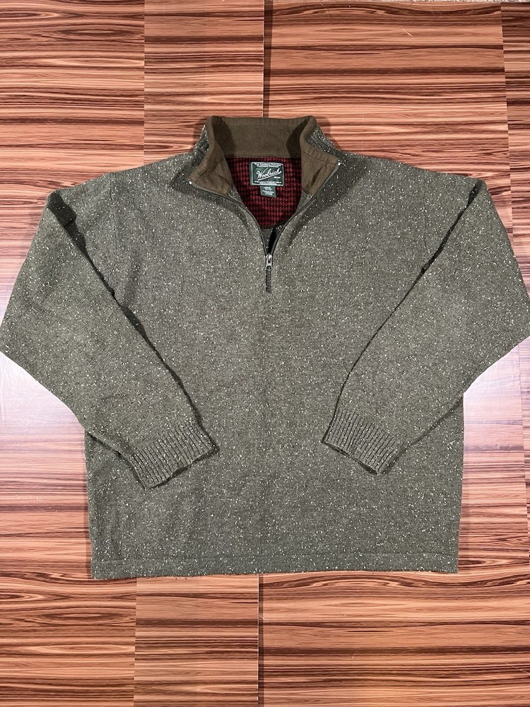 Woolrich 1/4 Zip Sweater Green Long Sleeve Pullover Men's Size XL - Vintage